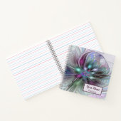 Farbige Abstrakte Moderne Fraktal Blume Name Notizblock (Innenseite)