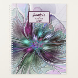 Farbige Abstrakte Moderne Fraktal Blume Name Planer