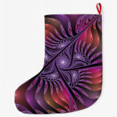 Farbige Abstrakte moderne Lila Fraktal Name Großer Weihnachtsstrumpf (Rückseite)