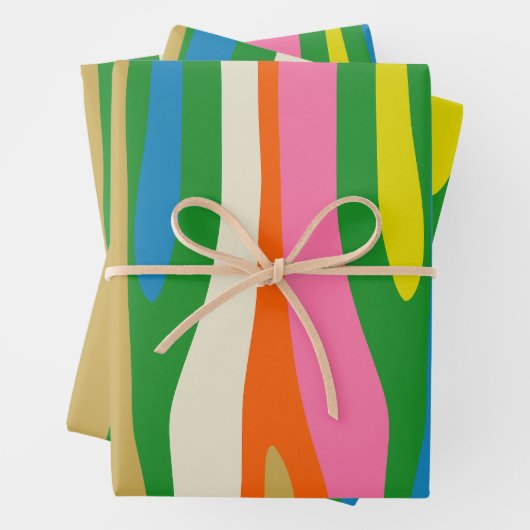 Farbige Abstrakte moderne Retro Geschenkpapier Set (Beispiel)