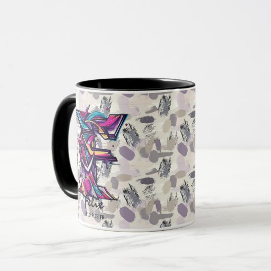 Farbige Abstrakte Monogramm-Tasse - F für Felix Tasse (Vorderseite Links)