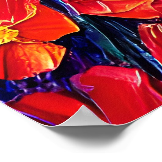 Farbige Abstrakte Ölgemälde von Frühlingsblumen Poster (Ecke)