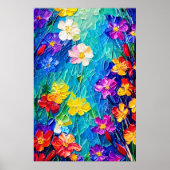 Farbige Abstrakte Ölgemälde von Frühlingsblumen Poster (Vorne)