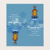 Farbige Abstrakte Owl Big Blue Eyes Circles Visitenkarten (Außenseite Aufgefaltet)