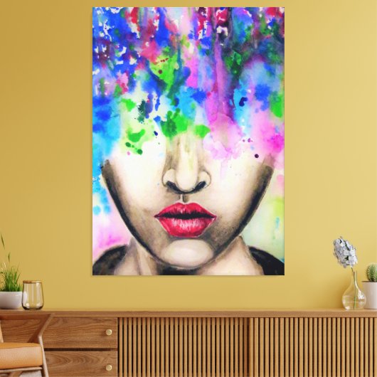 Farbige Abstrakte Paint Face Canvas drucken Leinwanddruck (Insitu (Wohnzimmer))