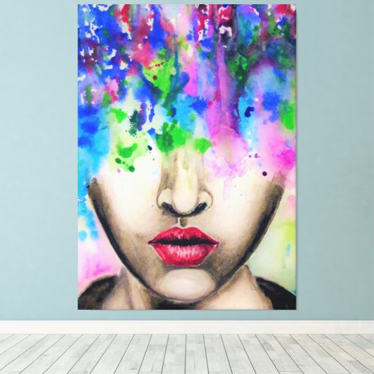 Farbige Abstrakte Paint Face Canvas drucken Leinwanddruck (Insitu (Holzboden))