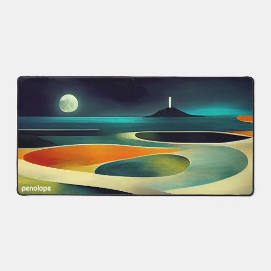 Farbige abstrakte Panoramalandschaft Monogramm Schreibtischunterlage (Vorderseite)