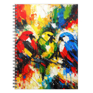 Farbige abstrakte Papageien tropische Vögel Kunst Notizblock