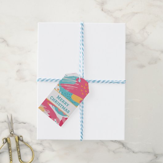 Farbige Abstrakte Personalisierte Geschenkmarke Geschenkanhänger (Mit Garn)