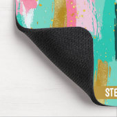 Farbige Abstrakte Pinselstriche - Minze & Rosa (4) Mousepad (Ecke)