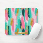 Farbige Abstrakte Pinselstriche - Minze & Rosa (4) Mousepad (Mit Mouse)