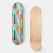 Farbige Abstrakte Pinselstriche - Minze & Rosa (4) Skateboard (Vorderseite)