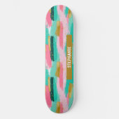Farbige Abstrakte Pinselstriche - Minze & Rosa (4) Skateboard (Vorderseite)
