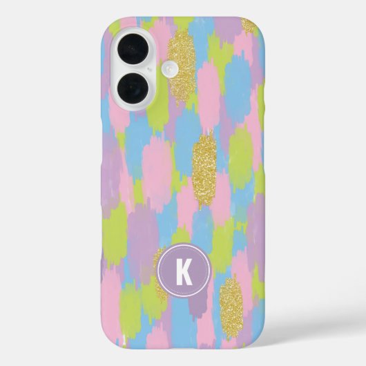 Farbige Abstrakte Pinselstriche Muster Monogramm Case-Mate iPhone Hülle (Rückseite)