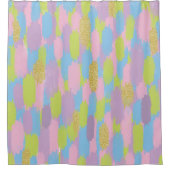 Farbige Abstrakte Pinselstriche Muster Monogramm Duschvorhang (Vorderseite)