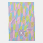 Farbige Abstrakte Pinselstriche Muster Monogramm Geschirrtuch (Vertikal)