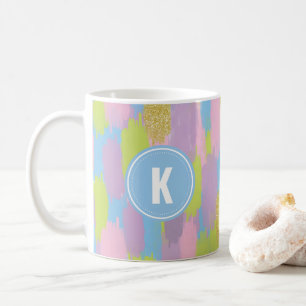 Farbige Abstrakte Pinselstriche Muster Monogramm Kaffeetasse