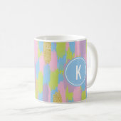 Farbige Abstrakte Pinselstriche Muster Monogramm Kaffeetasse (VorderseiteRechts)