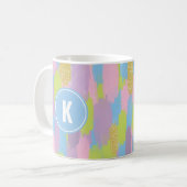 Farbige Abstrakte Pinselstriche Muster Monogramm Kaffeetasse (Vorderseite Links)