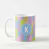 Farbige Abstrakte Pinselstriche Muster Monogramm Kaffeetasse (Links)
