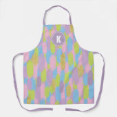 Farbige Abstrakte Pinselstriche Muster Monogramm Schürze (Vorderseite)