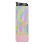 Farbige Abstrakte Pinselstriche Muster Monogramm Thermosbecher (Nach rechts gedreht)