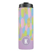 Farbige Abstrakte Pinselstriche Muster Monogramm Thermosbecher (Vorderseite)