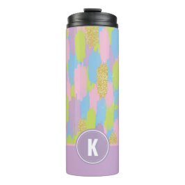 Farbige Abstrakte Pinselstriche Muster Monogramm Thermosbecher