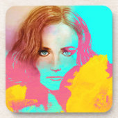 Farbige Abstrakte Pop Frau, 6 Untersetzer Set (Vorderseite)