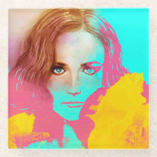 Farbige Abstrakte Pop Frau, Untersetzer aus feinem (Vorderseite)