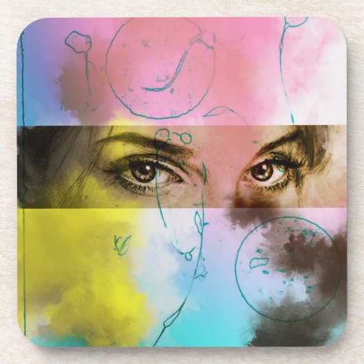 Farbige Abstrakte Pop Kunst, 6 Plastische Unterset Getränkeuntersetzer (Vorderseite)