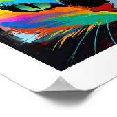 Farbige abstrakte Pop Kunstkatze mit Augenfokus Poster (Ecke)