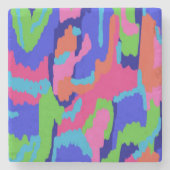 Farbige Abstrakte Printmedien in Retro-Farben Steinuntersetzer (Vorderseite)