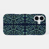 Farbige abstrakte psychedelische Stringy Pointed K iPhone 16 Hülle (Rückseite (Horizontal))