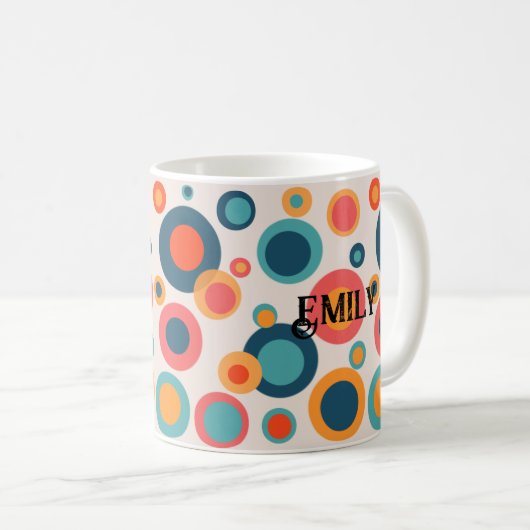 Farbige Abstrakte Punkte Kaffeetasse (VorderseiteRechts)