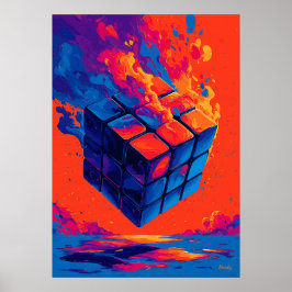 Farbige abstrakte Puzzle-Würfel-Wandkunst Poster