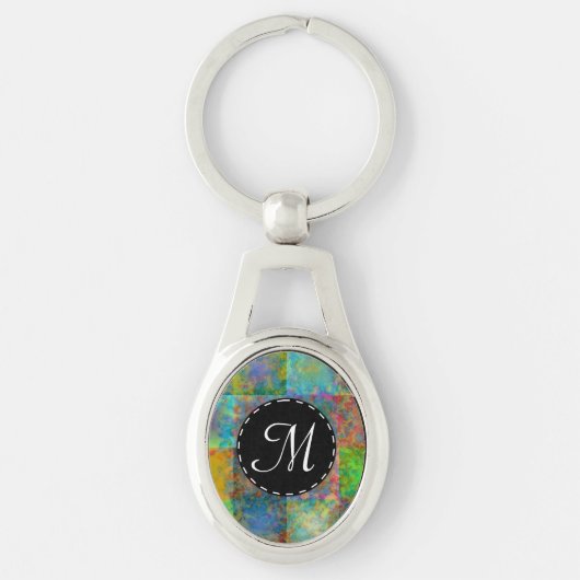 Farbige abstrakte Quadrate Schlüsselanhänger (Vorderseite)