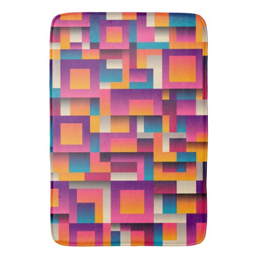 Farbige Abstrakte Quadrate und Formen Badematte (Vorderseite Vertikal)