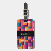Farbige Abstrakte Quadrate und Formen Gepäckanhänger (Vorderseite vertikal)