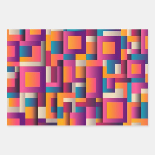 Farbige Abstrakte Quadrate und Formen Geschenkpapier Set (Vorderseite 3)