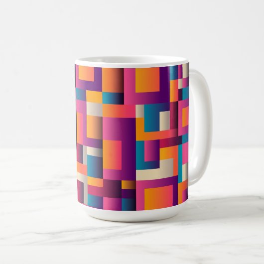 Farbige Abstrakte Quadrate und Formen Kaffeetasse (VorderseiteRechts)