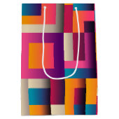 Farbige Abstrakte Quadrate und Formen Mittlere Geschenktüte (Rückseite)