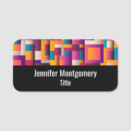 Farbige Abstrakte Quadrate und Formen Namensschild