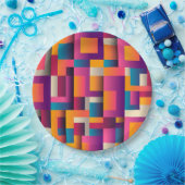 Farbige Abstrakte Quadrate und Formen Pappteller (Party)