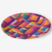 Farbige Abstrakte Quadrate und Formen Pappteller (Schrägansicht)