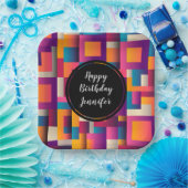 Farbige Abstrakte Quadrate und Formen Pappteller (Party)