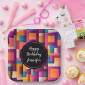 Farbige Abstrakte Quadrate und Formen Pappteller (Party)