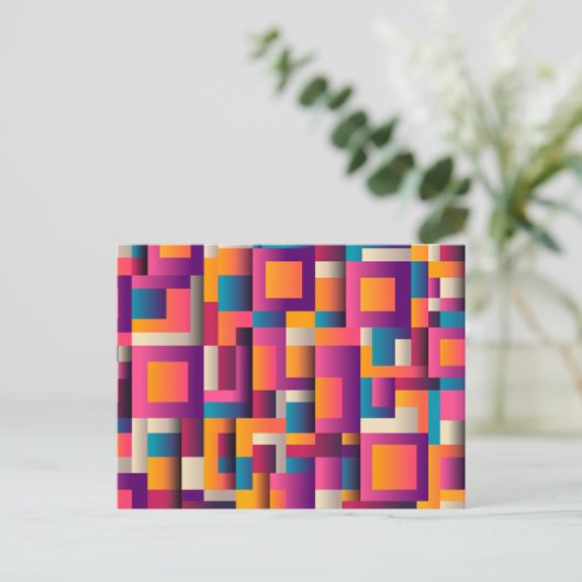 Farbige Abstrakte Quadrate und Formen Postkarte (Stehend Vorderseite)