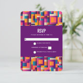 Farbige Abstrakte Quadrate und Formen RSVP Karte (Stehend Vorderseite)
