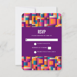 Farbige abstrakte Quadrate und Formen RSVP Karte